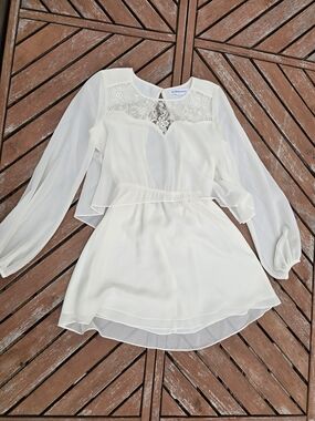 BCBGeneration Ivory Lace Yoke Long Sleeve Dress